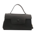 Klassische schwarze PU-Lederhandtasche mit goldenen Akzenten und minimalistischem Design - Schwarz