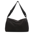Minimalistische schwarze Nylon-Umhängetasche mit verstellbarem Gurt und großem Fassungsvermögen - Schwarz