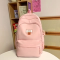 Zaino scolastico rosa minimalista con toppa fashion e grande capacità per viaggi - Rosa