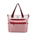 Bolso tote de lona rosa y blanco con logotipo de cara sonriente y correa ajustable - Rosa