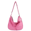 Rosafarbene Hobo-Umhängetasche aus Nylon mit verstellbarem Gurt und rundem Münzfach - Rosa
