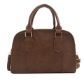 Borsa Boston vintage marrone con goffratura ORN ORN e manici in pelle sintetica - Marrone