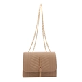 Elegant beige quilted crossbody bag with golden chain and tassel closure for women - Khaki