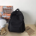 Mochila de viaje negra minimalista de gran capacidad con tiradores de cremallera - Negro
