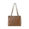Chic brown quilted tote bag with retro diamond pattern and metallic chain strap - Brown