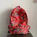 Zaino etnico con motivo tradizionale di fiori rossi e drago per il tempo libero - Rosso