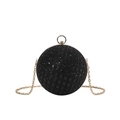 Bolso de noche esférico negro elegante con lentejuelas, cierre de anillo dorado y cadena - Negro