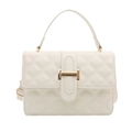Borsa a tracolla trapuntata bianca con chiusura dorata e manico da donna - Bianco