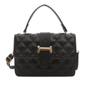 Elegante borsa a mano trapuntata nera con dettagli dorati e tracolla regolabile per donna - Nero