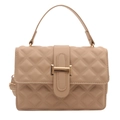 Borsa a tracolla beige chic con motivo trapuntato classico e fibbia in metallo dorato - Cachi