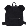 Minimalistischer schwarzer Cord-Rucksack für Damen mit niedlichen 3D-Bärenohren - Schwarz