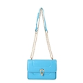 Petit sac à bandoulière bleu ciel avec chaîne dorée et cuir synthétique texturé - Bleu
