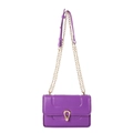 Sac à bandoulière minimaliste en cuir PU matelassé violet avec chaîne dorée et fermoir - Violet