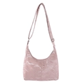 Elegante borsa a mezzaluna rosa chiaro con trama stropicciata lucida e tracolla regolabile - Rosa