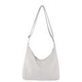 Borsa hobo beige lucida minimalista con tracolla regolabile e grande capacità a mezzaluna - Bianco