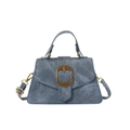 Blauwe denim crossbodytas voor dames met een decoratieve vintage goudkleurige gesp - Blauw