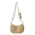 Khaki corduroy half-moon underarm bag with a matching mini pouch and gold hardware - Khaki