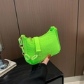 Neon green crocodile pattern small square bag with decorative matte chain and shoulder strap - Light Green