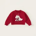 Maglione natalizio rosso per bambine con motivo barboncino in peluche e fiocco festivo - 110 / Rosso