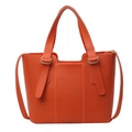 Chique oranjerode gestructureerde bucket tote tas met goudkleurige hardware en riem - Oranje