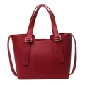 Modieuze rode emmertas voor dames met dubbele handvatten en goudkleurige details - Rood