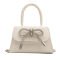 Sac à bandoulière blanc à paillettes élégant avec un grand nœud en strass brillant - Blanc