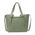 Elegante borsa a mano verde chiaro in ecopelle con doppi manici e tracolla sottile - Verde