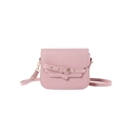 Borsa a sella semicircolare rosa da donna con fibbia decorativa e dettagli dorati - Rosa