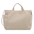 Beige corduroy tote bag with adjustable strap and side pockets in minimalist style - Off White