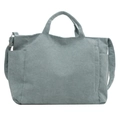 Minimalist light blue corduroy tote bag with side pockets and shoulder strap - Blue