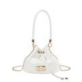 Chic Weiße Eimertasche mit goldener H-Metallschnalle und Kettenriemen für Damen - Weiß