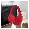 Bolso de mano rojo en pana con asa fruncida y diseño de nube para mujer - Rojo