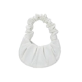 Bolso hobo de pana blanca con un elegante asa fruncida para mujer de moda - Talla única / Blanco