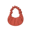 Bolso hobo de pana rojo ladrillo con asa fruncida y diseño retro de media luna - Talla única / Naranja