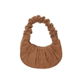 Bolso hobo de pana marrón caramelo con un elegante diseño de nubes plisadas - Talla única / Caqui