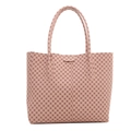 Pink faux leather tote bag with geometric print and double shoulder straps - Pink