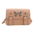 Bolso bandolera color albaricoque de moda con lazo plateado y detalles de hebilla - Rosa