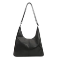 Minimalistische schwarze Totebag aus Kunstleder mit verstellbarem Riemen und Ziernaht - Schwarz