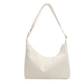 Bolso de hombro Hobo minimalista blanco crema con diseño vintage y textura de piel suave - Sin Adorno / Blanco