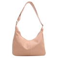 Bolso hobo minimalista rosa claro con correa ajustable y detalle de costura decorativa - Sin Adorno / Rosa