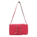 Sac bandoulière rose fuchsia tendance avec design créatif à lacets et texture en simili cuir - Rose rosé