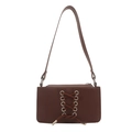 Sac à bandoulière marron foncé minimaliste avec détails lacés et œillets en métal argenté - Marron