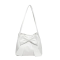 Bolso tote blanco de piel sintética con un lazo decorativo grande y correas finas - Blanco