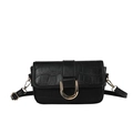 Petit sac à bandoulière noir motif crocodile avec boucle en métal doré en forme de D - Noir