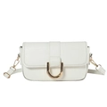 Sac bandoulière blanc chic en relief crocodile avec boucle en métal doré - Blanc