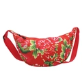 Sac croissant de style chinois avec imprimé floral pivoine rouge et bandoulière réglable - Rouge