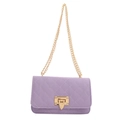 Elegante borsa a tracolla trapuntata lavanda con catena dorata e chiusura raffinata - Viola