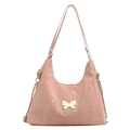 Borsa a spalla hobo rosa stile Y2K con farfalla metallica e tracolla in catena - Rosa