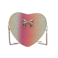 Mini sac à bandoulière en forme de cœur avec dégradé vert et rose et nœud argenté - Coloré