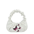 Borsa a nuvola bianca arricciata con stampa a farfalla e design a mezza luna minimal - Bianco